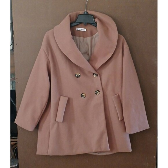 Women's XL Vintage Casual Modest Winter Peacoat Double Breasted Front Pockets - Picture 3 of 12